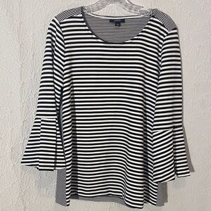 Alfani Women's Striped Long Bell Sleeve Blouse. Cocktail Beach Party. Neat. Prep